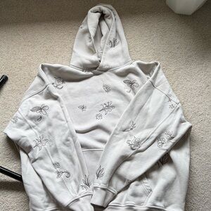 Abercrombie Floral Embroidered Hoodie - Off White